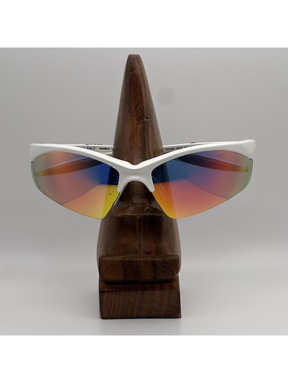 Ironman Triathlon White Red RV ACA Sports Sunglasses with Mirrored Lenses